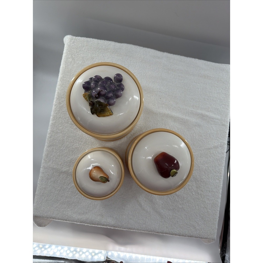 Set of 3 Canister & Lid Sonoma Villa - Rubber Seal Ceramic Home Interiors Fruits - Picture 12 of 12